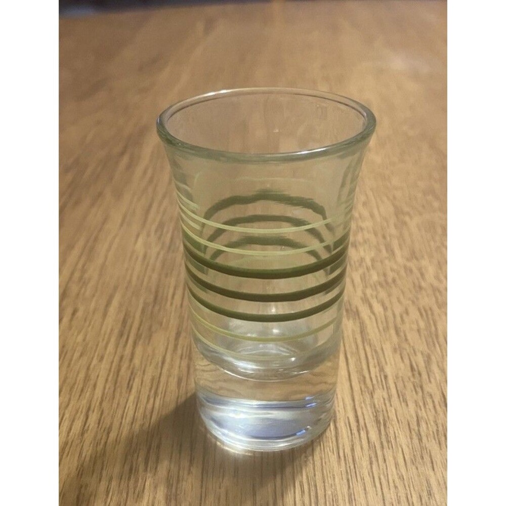 Vintage Hazel Atlas MCM Green Rings Shot Glass